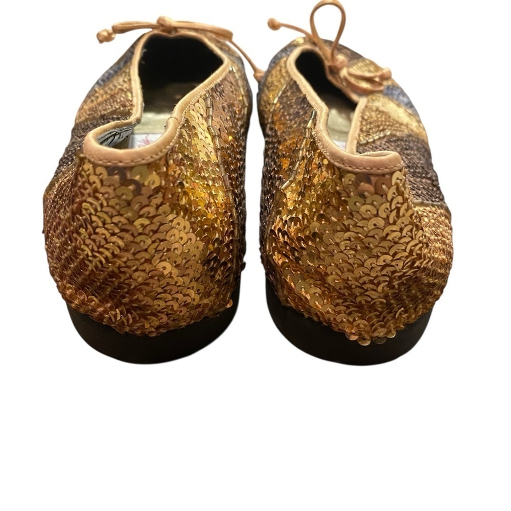 Frankie and Baby Beverly Feldman  Sequin Gold Silver Ballet Flats - Picture 4 of 9